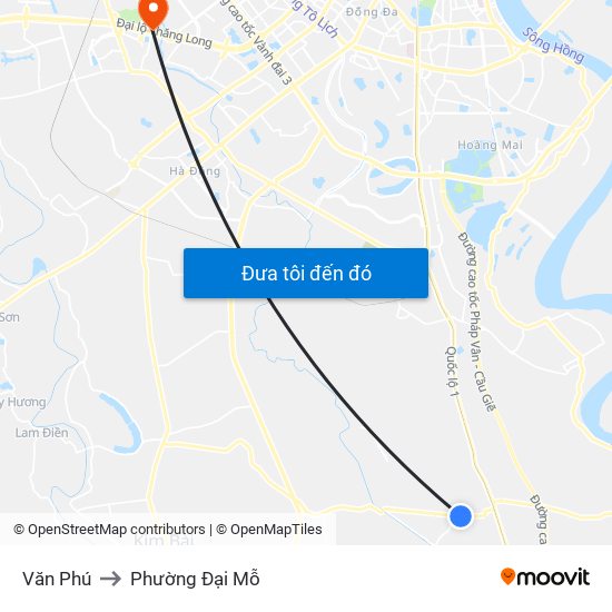 Văn Phú to Phường Đại Mỗ map