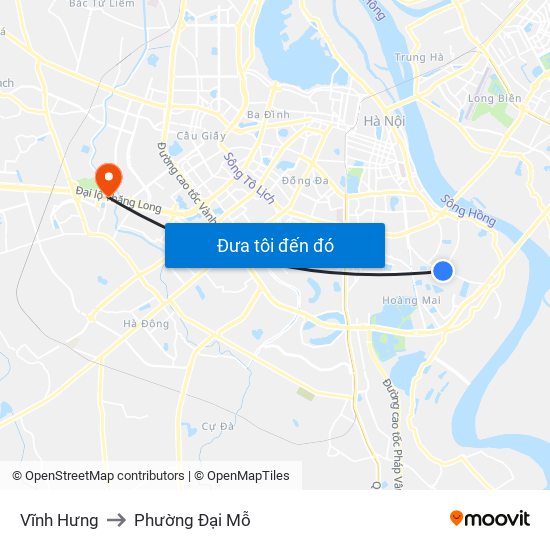 Vĩnh Hưng to Phường Đại Mỗ map