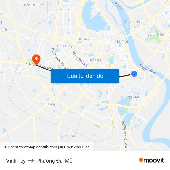 Vĩnh Tuy to Phường Đại Mỗ map