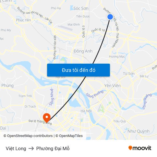 Việt Long to Phường Đại Mỗ map