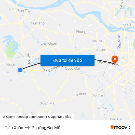 Tiến Xuân to Phường Đại Mỗ map