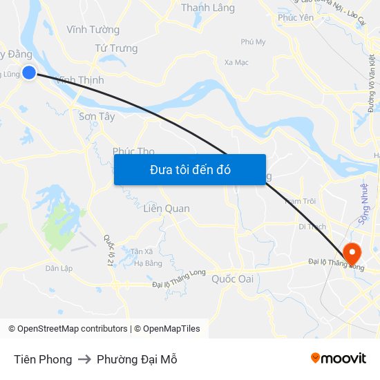 Tiên Phong to Phường Đại Mỗ map