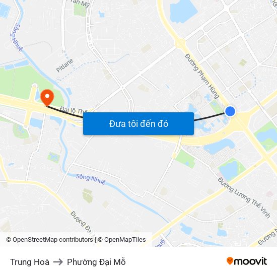 Trung Hoà to Phường Đại Mỗ map