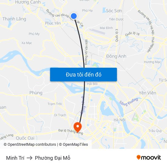 Minh Trí to Phường Đại Mỗ map