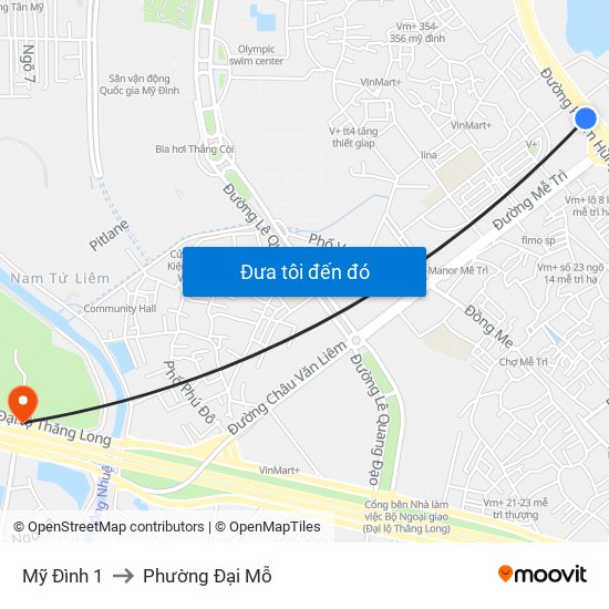 Mỹ Đình 1 to Phường Đại Mỗ map