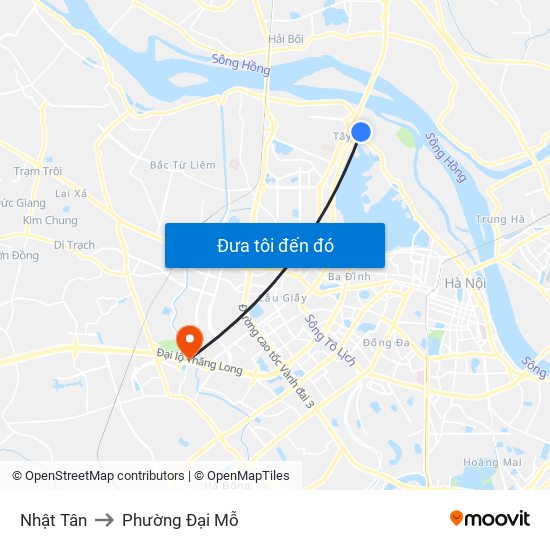 Nhật Tân to Phường Đại Mỗ map