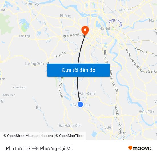 Phù Lưu Tế to Phường Đại Mỗ map