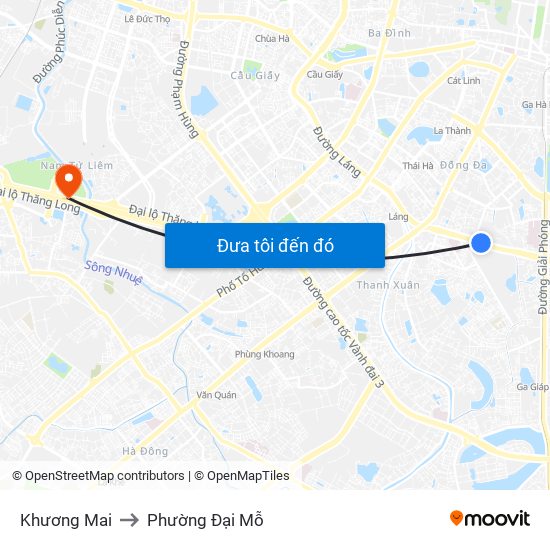 Khương Mai to Phường Đại Mỗ map