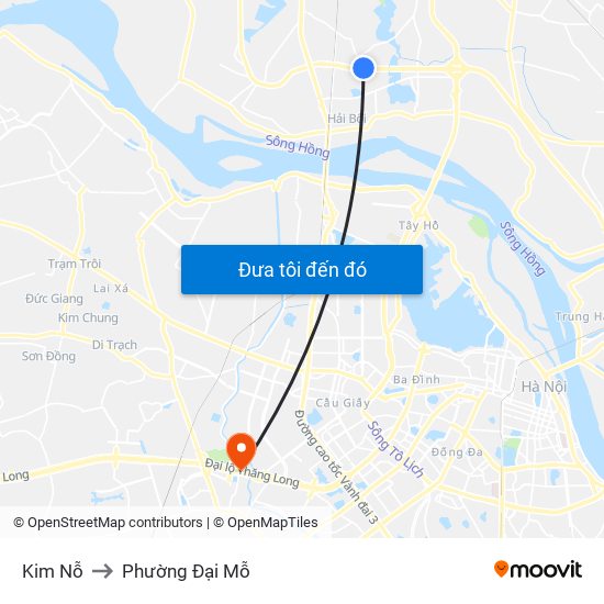 Kim Nỗ to Phường Đại Mỗ map