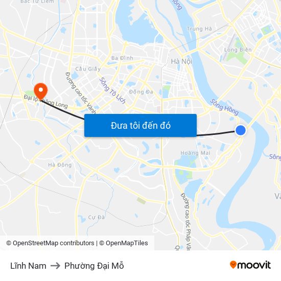 Lĩnh Nam to Phường Đại Mỗ map