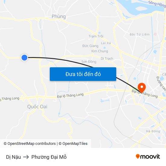 Dị Nậu to Phường Đại Mỗ map