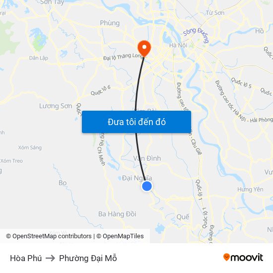 Hòa Phú to Phường Đại Mỗ map