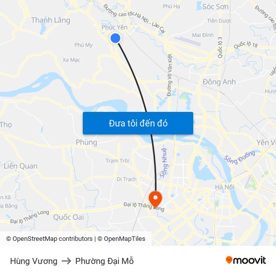 Hùng Vương to Phường Đại Mỗ map