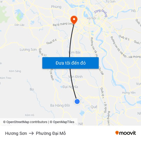 Hương Sơn to Phường Đại Mỗ map