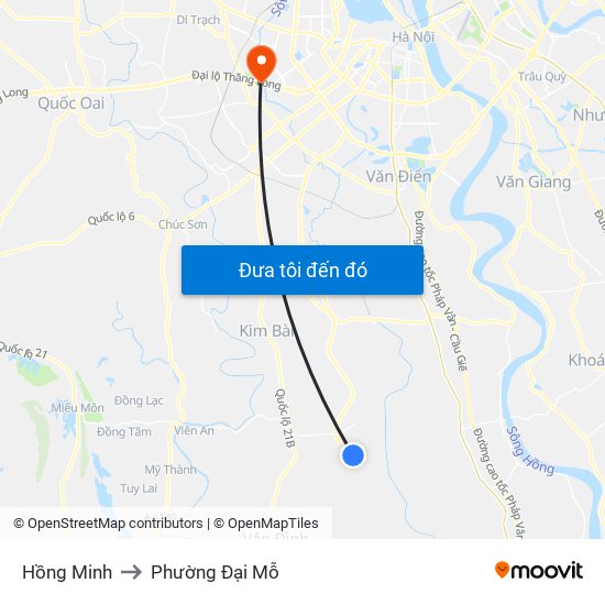 Hồng Minh to Phường Đại Mỗ map