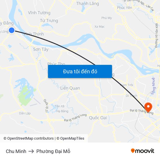 Chu Minh to Phường Đại Mỗ map