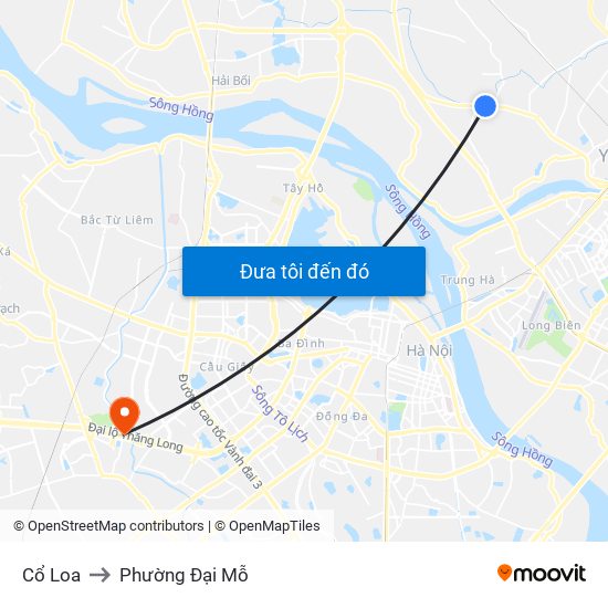 Cổ Loa to Phường Đại Mỗ map