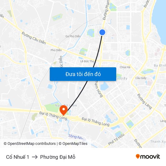 Cổ Nhuế 1 to Phường Đại Mỗ map