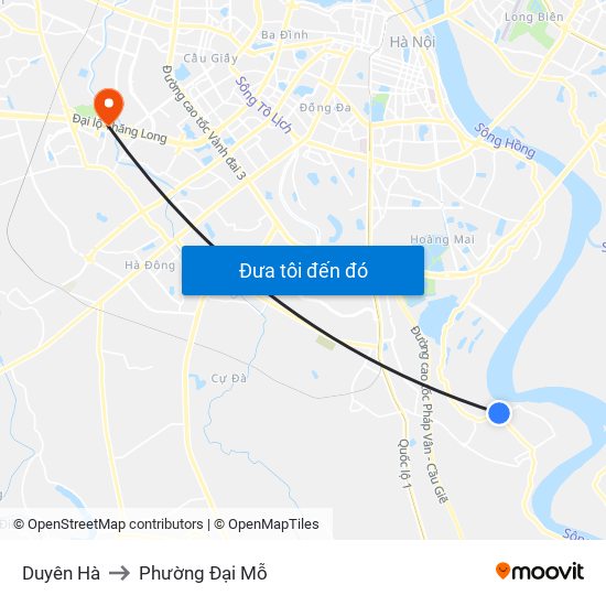 Duyên Hà to Phường Đại Mỗ map