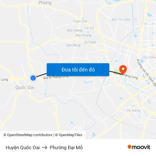 Huyện Quốc Oai to Phường Đại Mỗ map