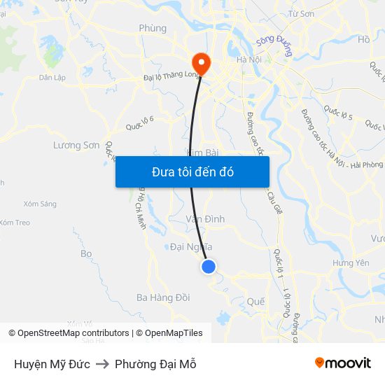 Huyện Mỹ Đức to Phường Đại Mỗ map