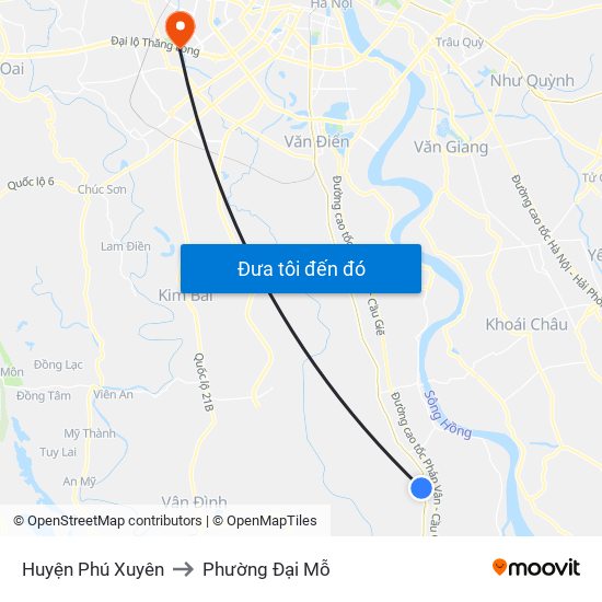 Huyện Phú Xuyên to Phường Đại Mỗ map