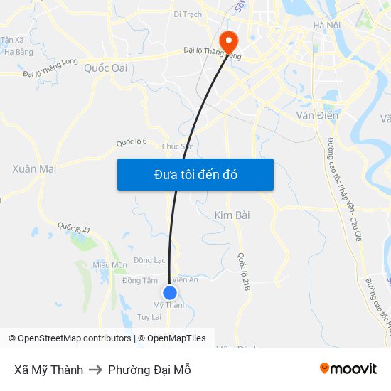 Xã Mỹ Thành to Phường Đại Mỗ map