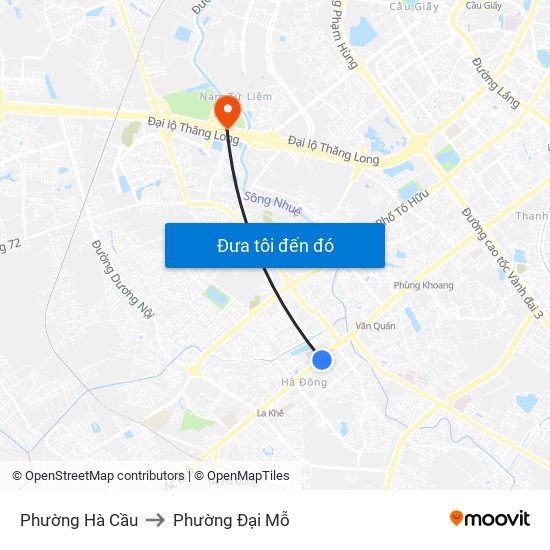 Phường Hà Cầu to Phường Đại Mỗ map