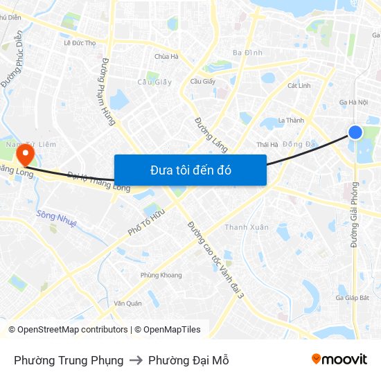 Phường Trung Phụng to Phường Đại Mỗ map