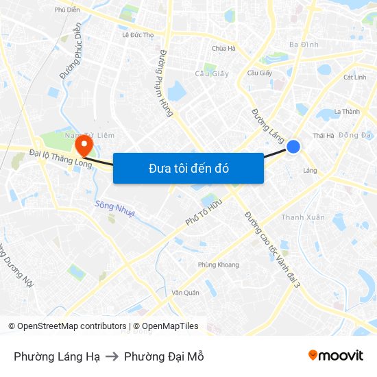 Phường Láng Hạ to Phường Đại Mỗ map