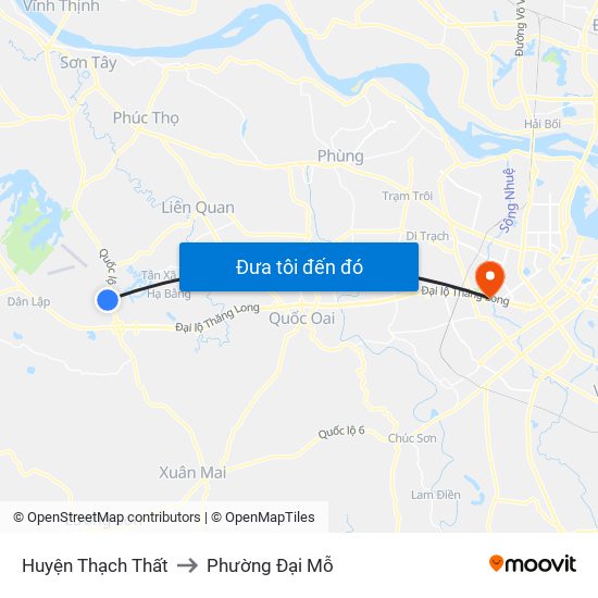 Huyện Thạch Thất to Phường Đại Mỗ map