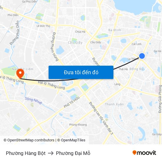 Phường Hàng Bột to Phường Đại Mỗ map