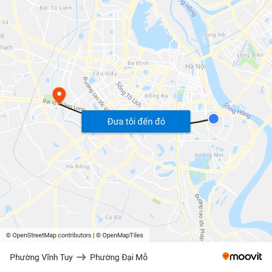 Phường Vĩnh Tuy to Phường Đại Mỗ map