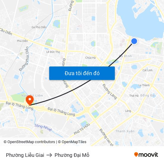 Phường Liễu Giai to Phường Đại Mỗ map