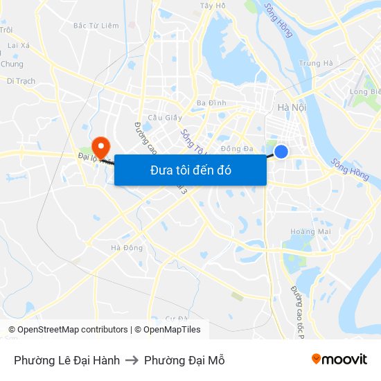 Phường Lê Đại Hành to Phường Đại Mỗ map