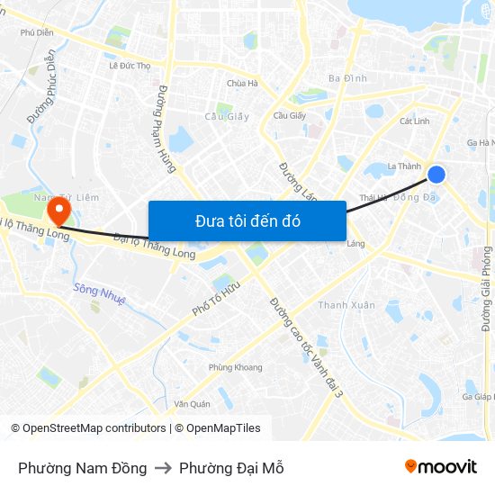 Phường Nam Đồng to Phường Đại Mỗ map