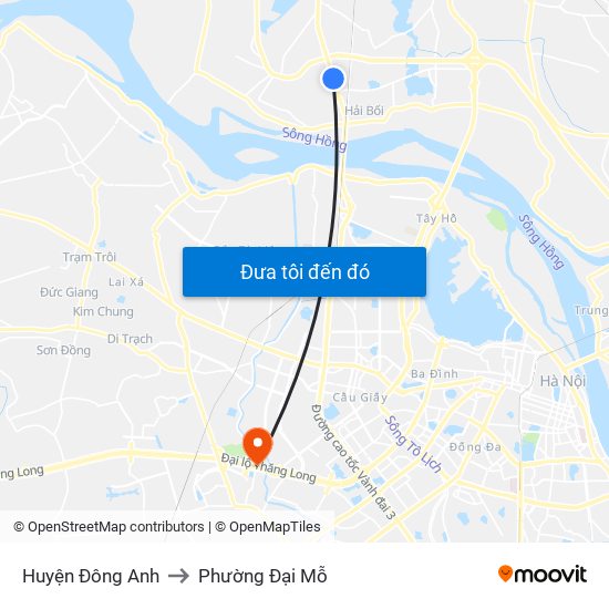 Huyện Đông Anh to Phường Đại Mỗ map