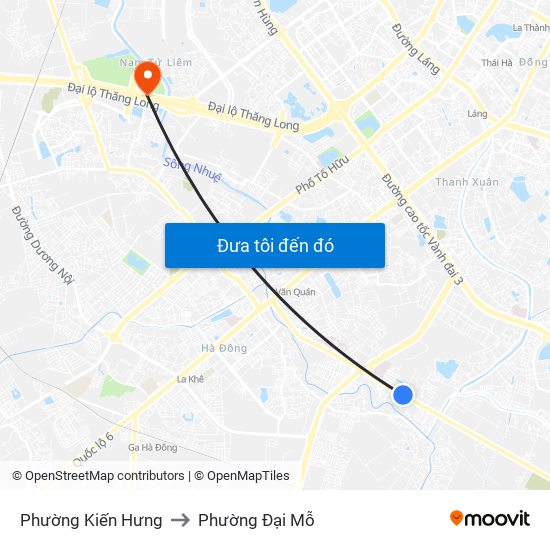 Phường Kiến Hưng to Phường Đại Mỗ map