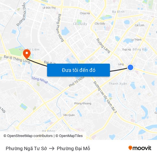 Phường Ngã Tư Sở to Phường Đại Mỗ map