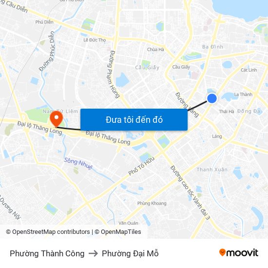 Phường Thành Công to Phường Đại Mỗ map