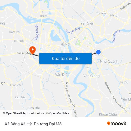 Xã Đặng Xá to Phường Đại Mỗ map