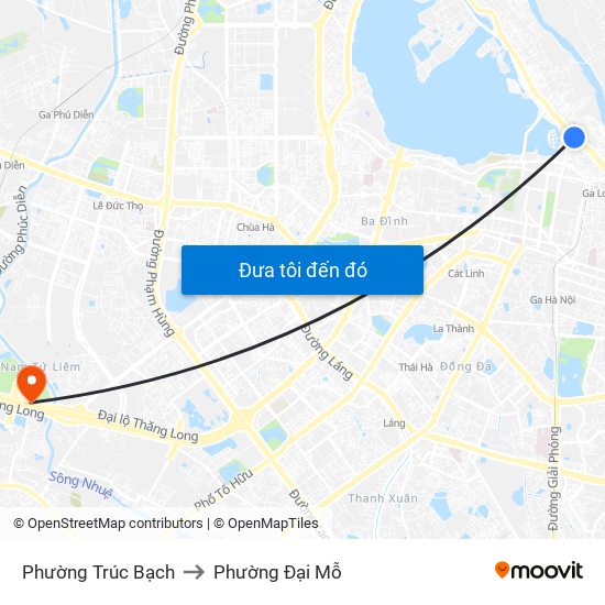 Phường Trúc Bạch to Phường Đại Mỗ map