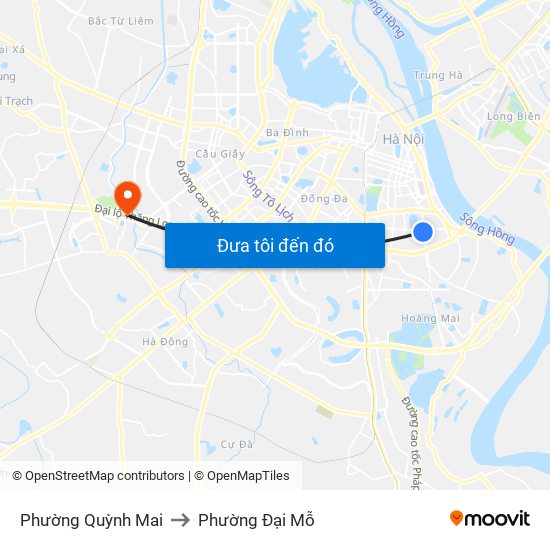 Phường Quỳnh Mai to Phường Đại Mỗ map