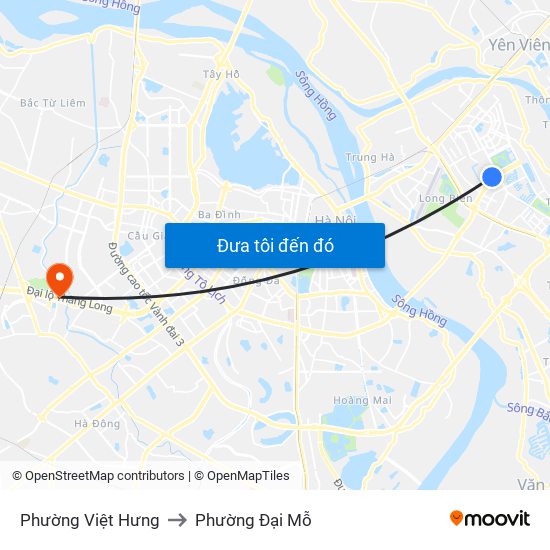 Phường Việt Hưng to Phường Đại Mỗ map