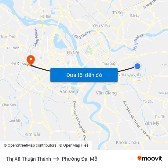 Thị Xã Thuận Thành to Phường Đại Mỗ map