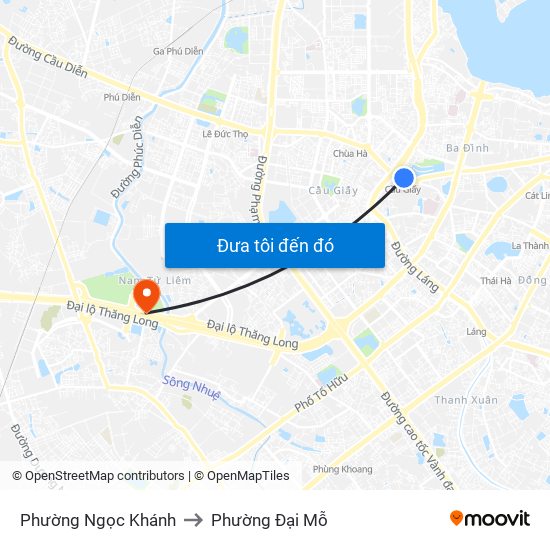 Phường Ngọc Khánh to Phường Đại Mỗ map