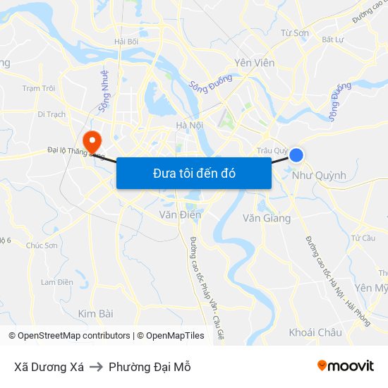 Xã Dương Xá to Phường Đại Mỗ map
