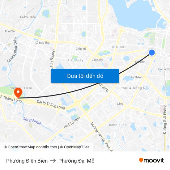 Phường Điện Biên to Phường Đại Mỗ map