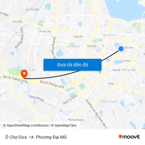 Ô Chợ Dừa to Phường Đại Mỗ map