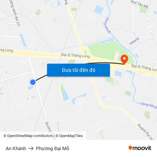 An Khánh to Phường Đại Mỗ map